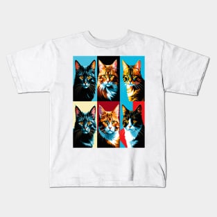 Pop Art Cat Portraits Kids T-Shirt